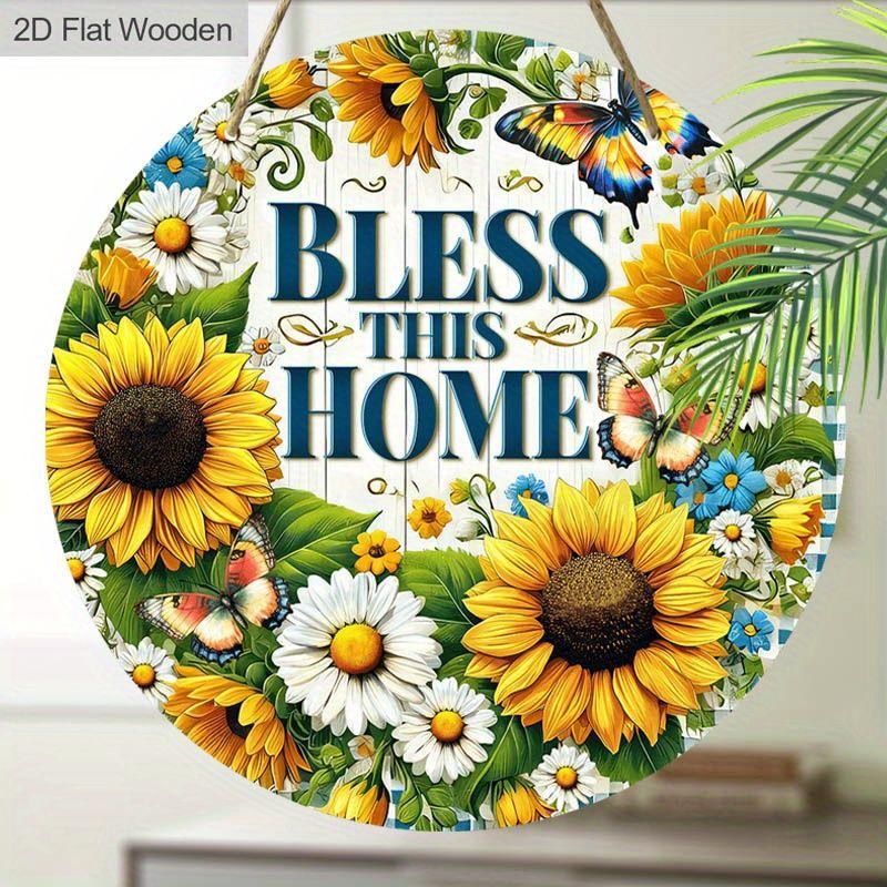 2D Flat Hanging Decorative Signs,interior Wall or Door Decoration,garden Decoration,the Pattern Is Sunflower,a Housewarming Gift for Friends