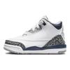 Air Jordan 3 Retro TD Midnight Navy Детские кроссовки Белый цементно-серый Черный DM0968-140