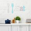 3Pcs Rustic Wood Eat Sign Set With Fork And Spoon, Wooden Wall Art For Kitchen & Dining Room, Ideal Holiday Decoration