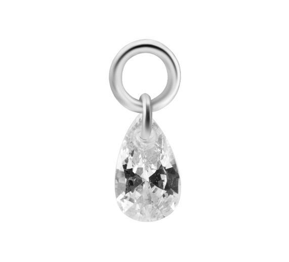 Tytanowy Charms - Cyrkonia- Srebrny - D-027