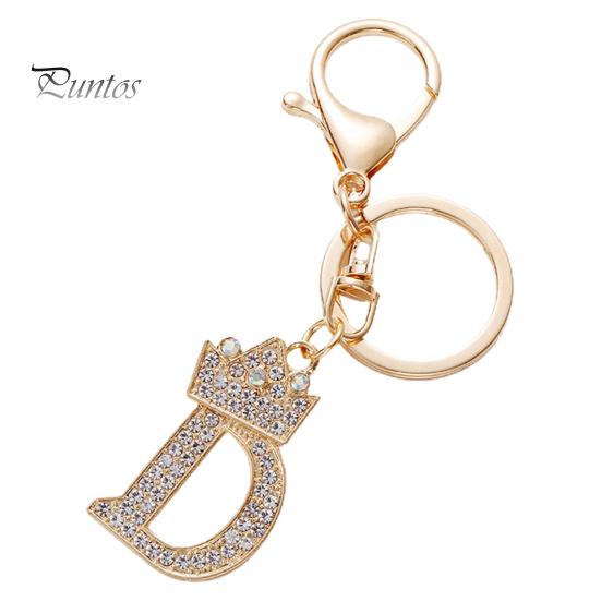 Брелок для ключей, роскошный горный хрусталь, корона, инициалы, автомобильный брелок AG, золотой брелок с 7 буквами, женский аксессуар для сумки, орнамент
