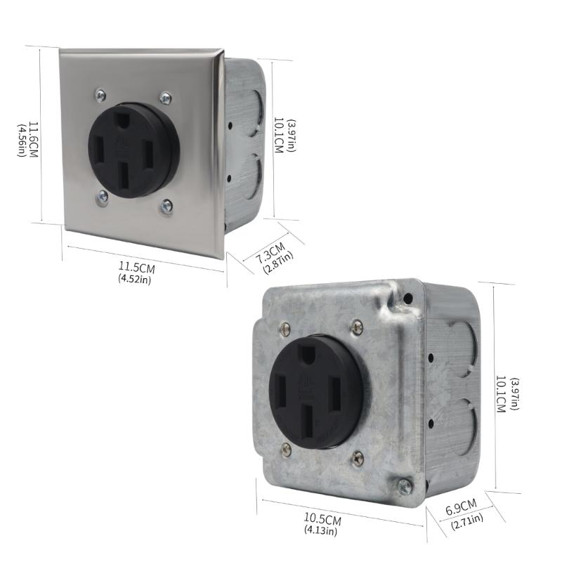 Практичный комплект для сборки розетки NEMA 14 50R 50A включает прочную металлическую распределительную коробку, кабельные зажимы и сдвижные крышки