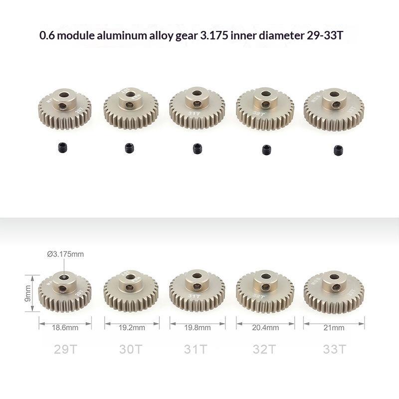 13T-33T M0.6 Metal Gear Pinion Motor 7075 Aluminum Alloy Durable Modification Part for 1/10 RC All Terrain Car