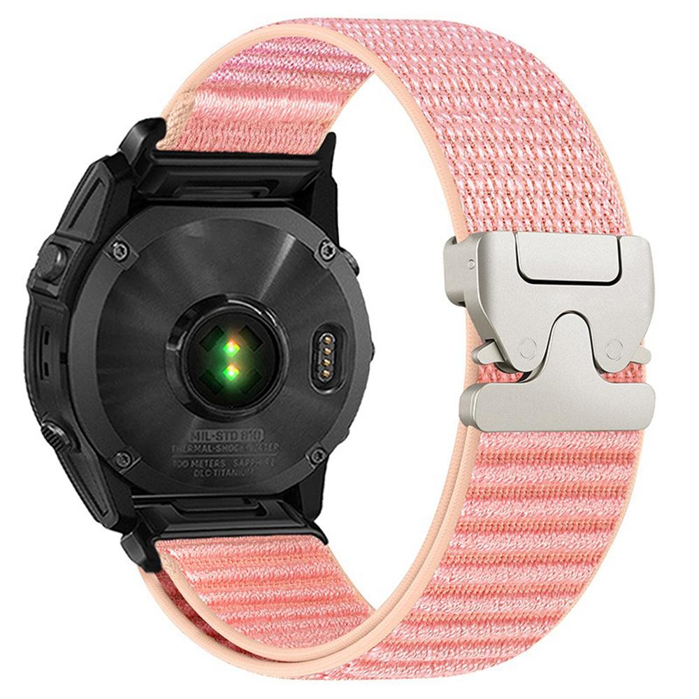 Nylon Watch Band for Garmin Fenix 7 Pro/7/6 Pro QuickFit 22mm Parachute Buckle Woven Wrist Strap with Stainless Steel Connector