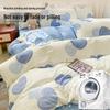 Hodo 100% Cotton 4-Piece Bedding Set with Flat Sheet & Duvet Cover
