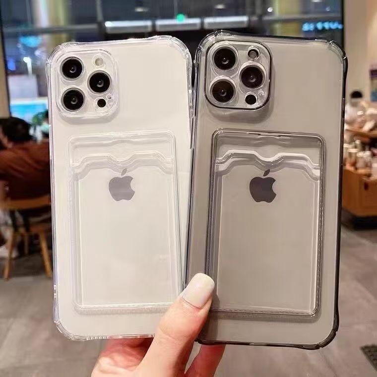 Кошелек-картхолдер Прозрачный Мягкий Чехол Для iphone 11 12 13 mini 14 15 16 Plus 17 Pro Max Air X XR Xs Max 16e 17e Силиконовый Чехол