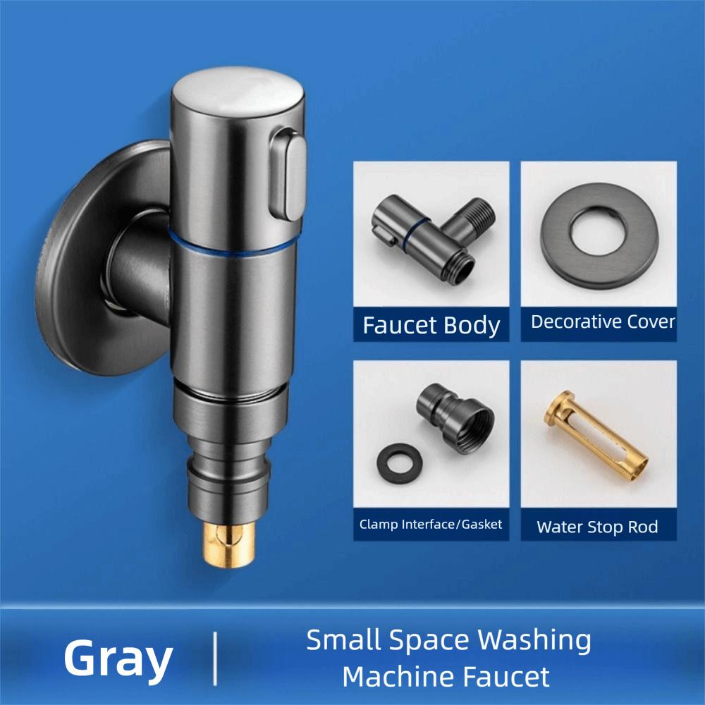 G1/2 Stainless Steel Water Tap Automatic Water Stop Valve Small Space Faucet  Flushing System