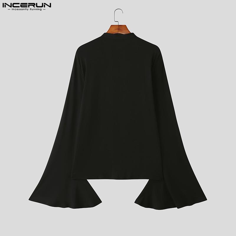 INCERUN Мужские рубашки с длинным рукавом и расклешенным низом, комплекты брюк с широкими штанинами, наряды из двух частей