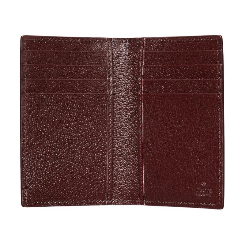 Gucci GG logo logo flip closure Supreme canvas card holder men's black with burgundy