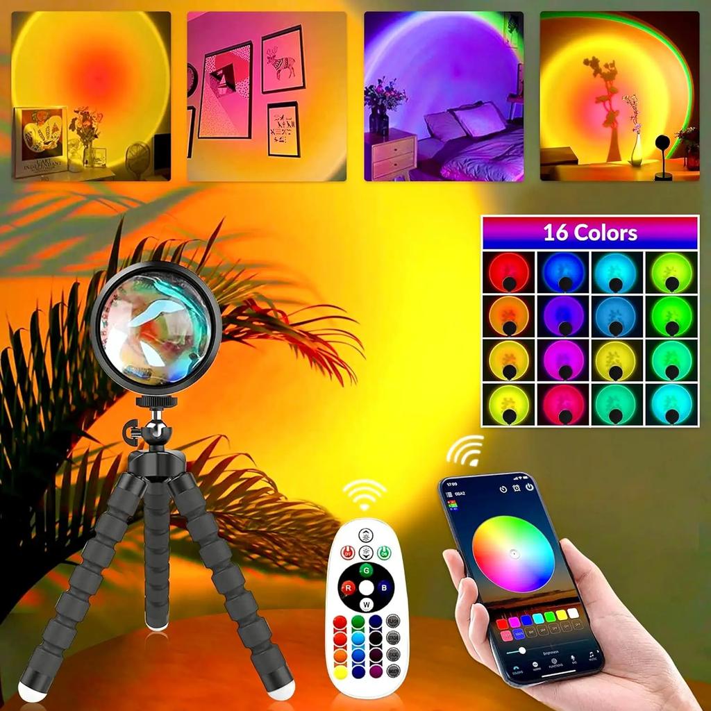 Светодиоды с изменяемым цветом Sunset Strip 16 RGB - Проекционный свет на штативе с вращением на 360° для фотографии/вечеринок/украшения дома
