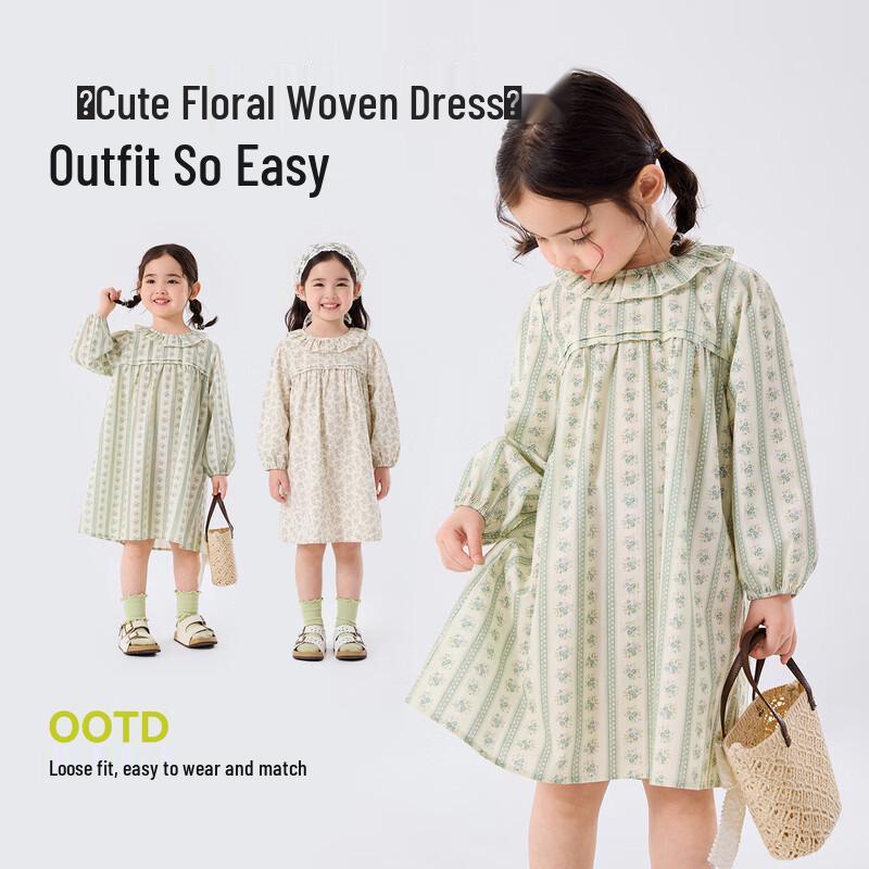 Dudujia Girls' Floral Cotton Dress - Japanese Forest Style