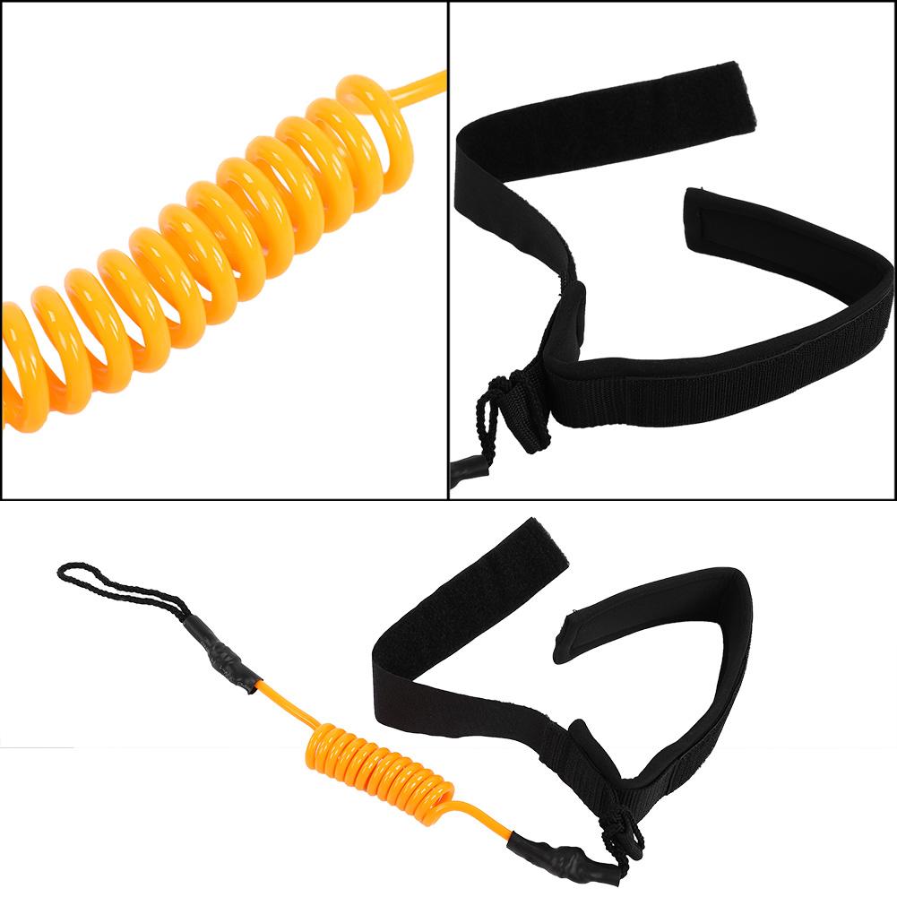 Stand Up Paddle Board Coiled Spring Leg Foot Rope Surfing Leash for Surfboard (Orange)