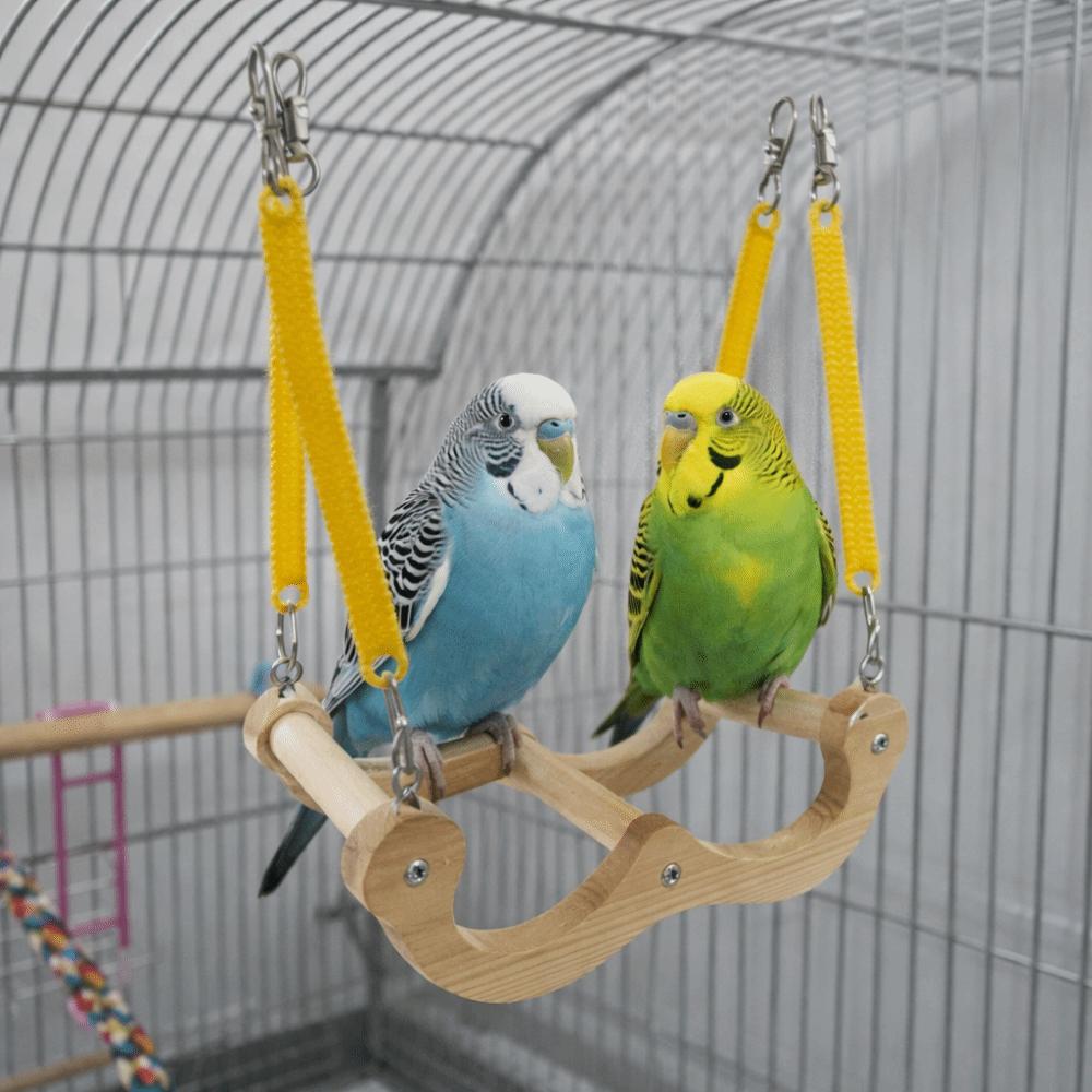 Bird Toys Chew-resistant Wood Bird Swing Wear Resistant Hanging Bird Training Stand Elastic Bird Perch Cage Accessories