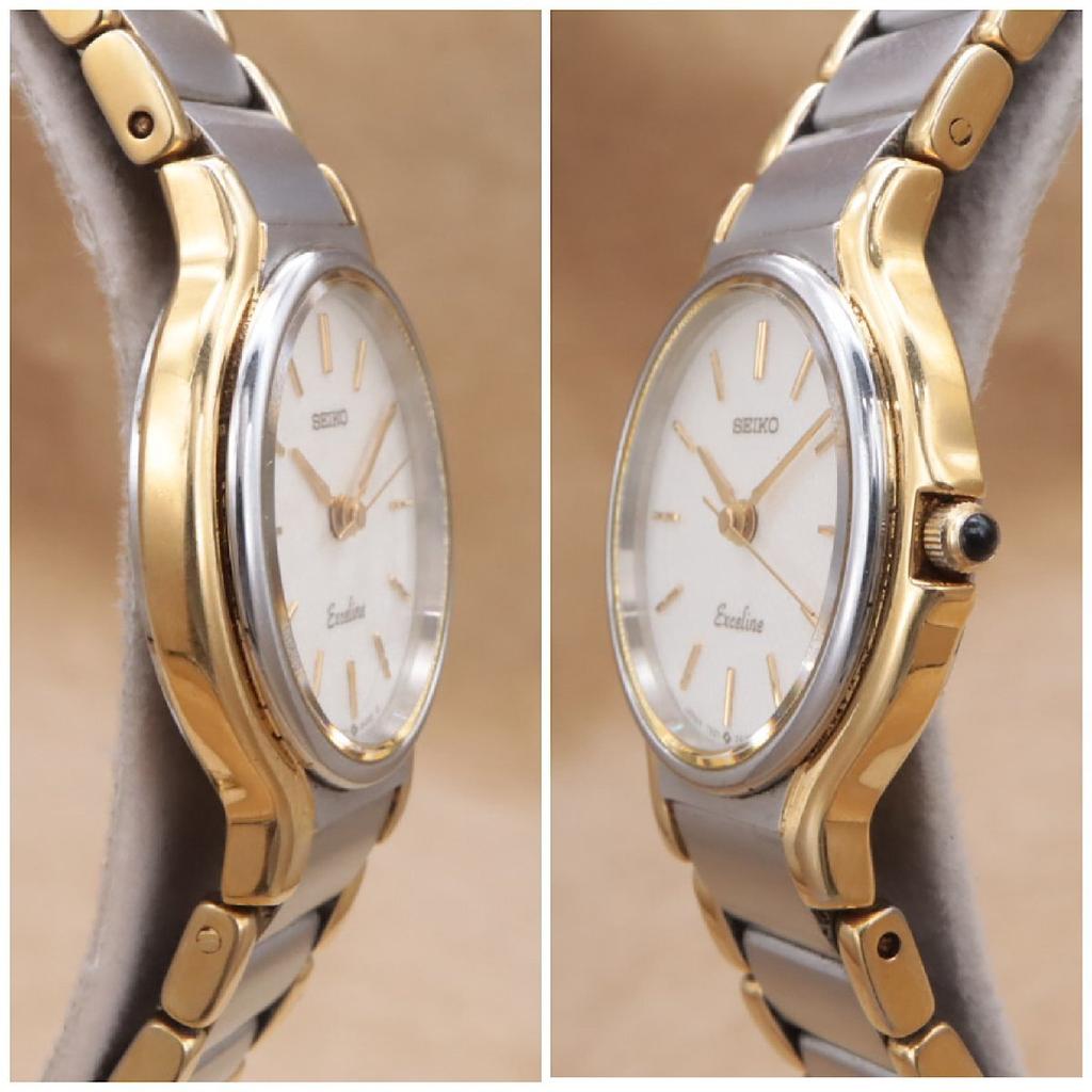SEIKO Exceline Exceline Женские Кварцевые 24 мм Модель 1989 года Батарея Подсветка Чистка Завершены CH368 7321-0520 Заменены, [6-месячная гарантия]