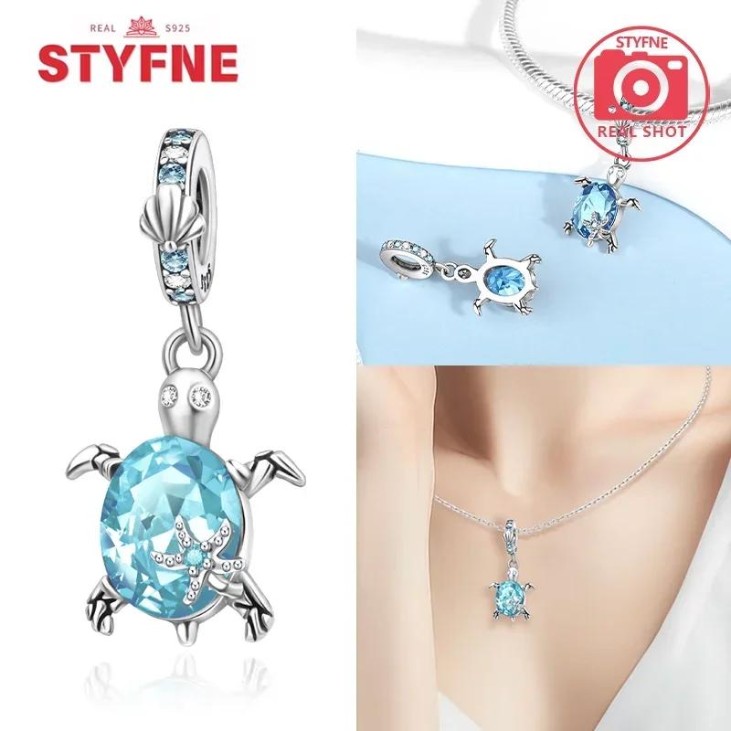 Женский браслет DIY Изысканные ювелирные изделия Подарки Оригинальные шармы Бусины Медь Морская серия Синяя черепаха Морская звезда Ракушка Подвески