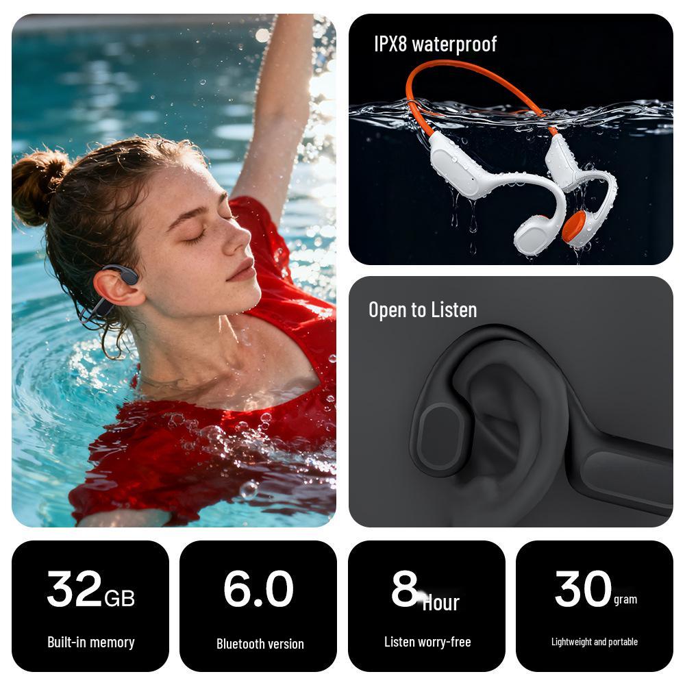 Костные Bluetooth-наушники X9: Долгая батарея, Беспроводные, для Музыки, Звонков, Спорта, Бега, Плавания.