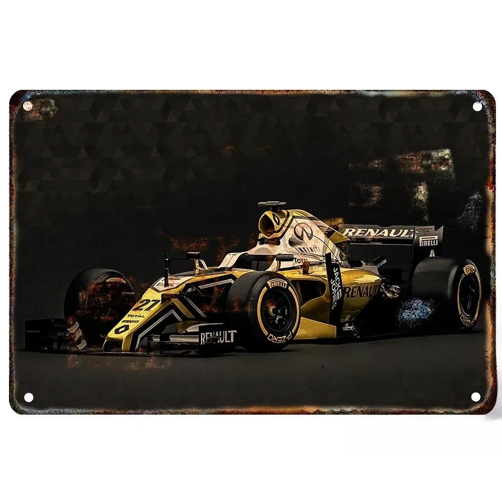 Metal Tin Metal Poster F1 Racing Tin Sign Metal Plaque Poster for Bar Club Wall Decor Retro Bedroom Vintage Wall Plate Pendant