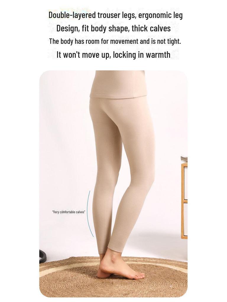 Женский теплый бархатный костюм с круглым воротником и гиалуроновой кислотой, тип А, облегающий согревающий топ и брюки на осень.