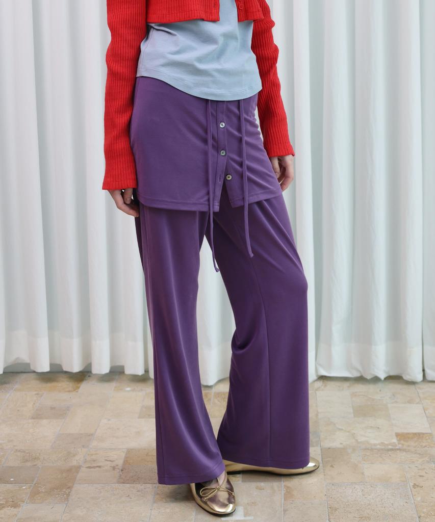 POEV Relaxed-Fit Layered Skirt Pants - Purple