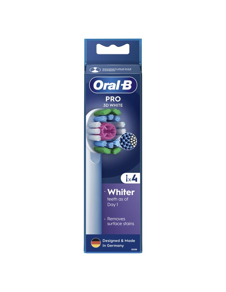 Oral-B | Replacement Toothbrush Heads | EB18-4 3D White Pro | Heads | For Adults | Number of brush heads in the set: 4 | White