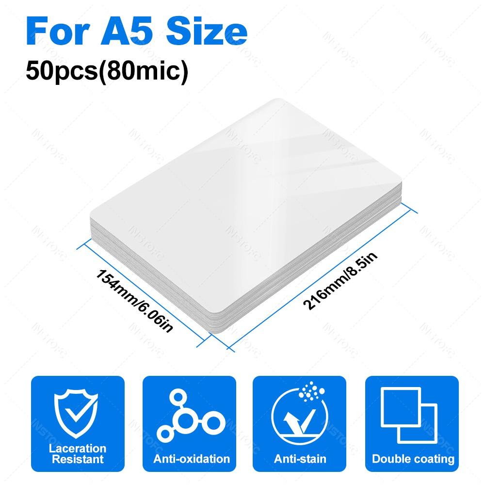50 листов 80 микрон 3/5/6 дюймов Ламинирующая пленка ПЭТ ЭВА Пластиковая пленка для горячего ламинатора 3R 4R 5R A6 A5 A4 Для фото/документов/карточек/меню