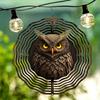 Laser Cut Metal Wind Spinner 3D Mandala Owl Design Outdoor Garden Decor Hanging Sculpture with Holographic Effect Creative Gift
