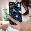 Чехол с леопардовым принтом и бантами для Samsung S26 S25 Ultra S24 S23 S22 S21 FE A15 A35 A55 A16 A36 A56 A17 A18 A37 A57 5G Мягкий чехол с текстурой кожи