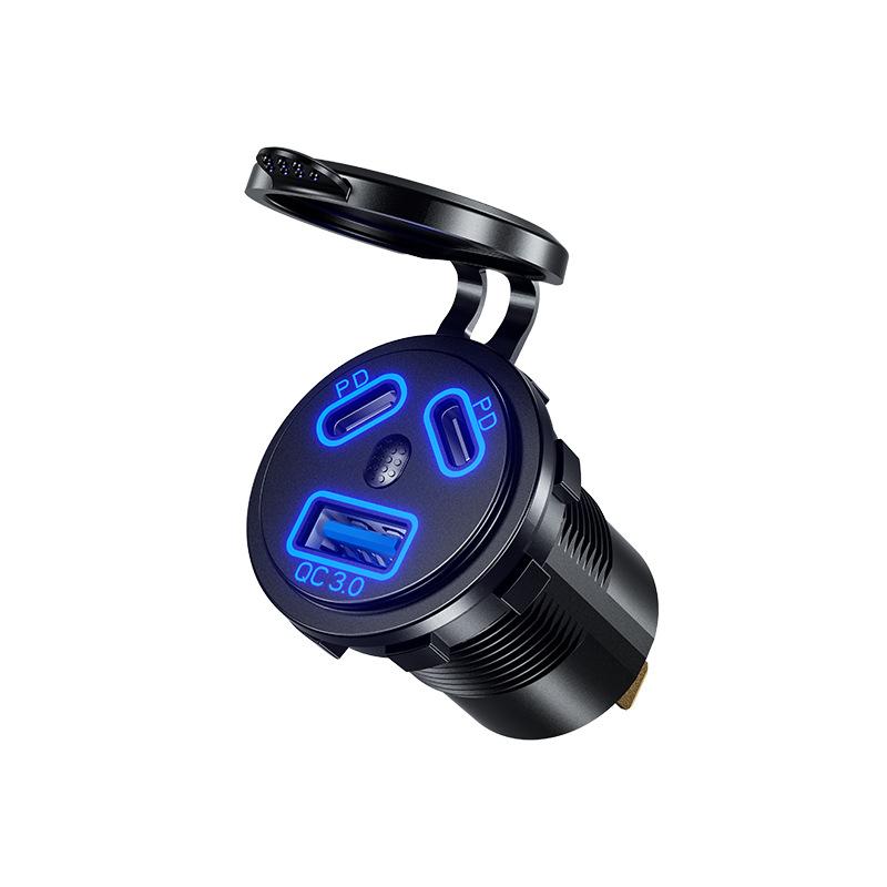 Розетка USB C, 12 В, двойной PD, 45 Вт, USB-C и QC3.0, USB-порт, автомобильное зарядное устройство с переключателем для автомобиля, лодки, морского грузовика, мотоцикла