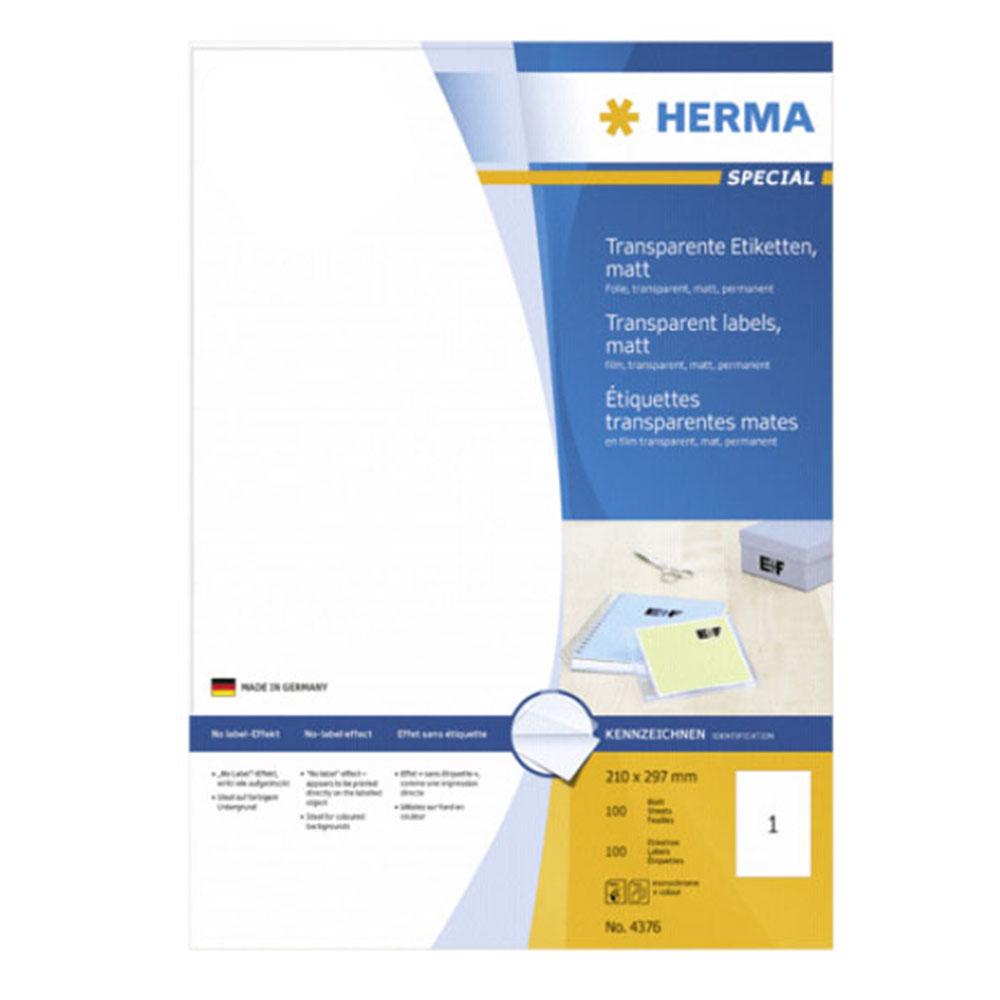 Этикетки Herma Matte Transparent A4 100 шт. (210x297 мм)