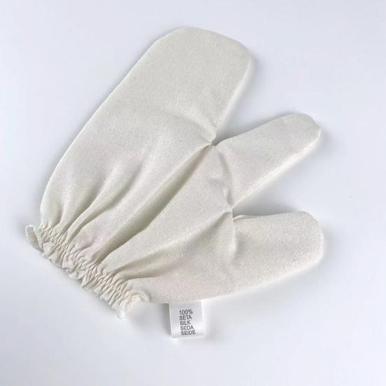 Шелковые отшелушивающие перчатки, шелковые банные рукавицы из шелка Mulberry с эластичным браслетом для нежной полировки кожи, машинная стирка, расслабляющие перчатки для массажа тела