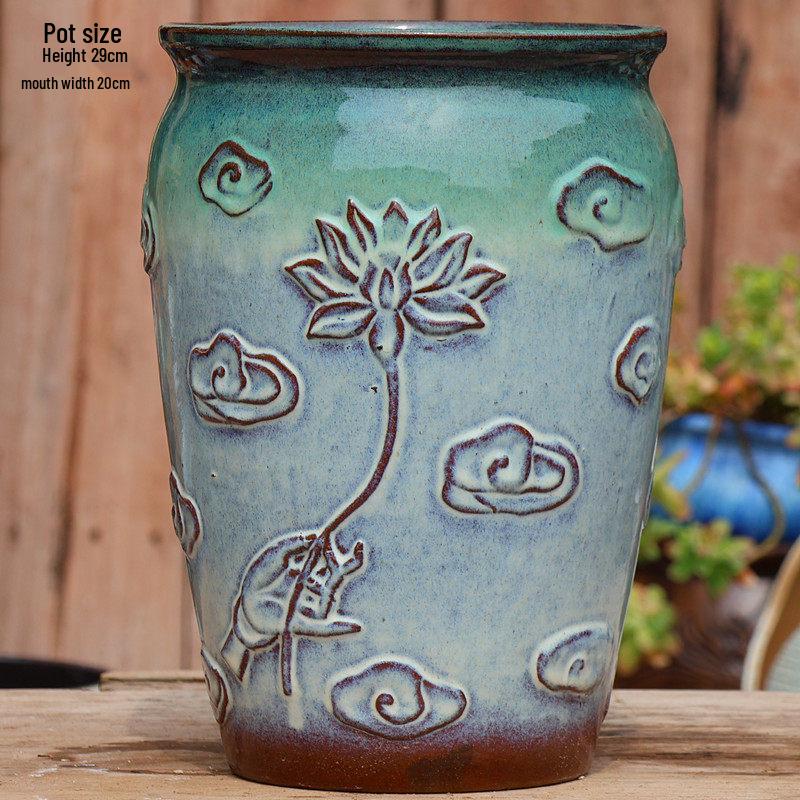 Large Retro Handmade Ceramic Flower Pot for Bougainvillea and Bird of Paradise