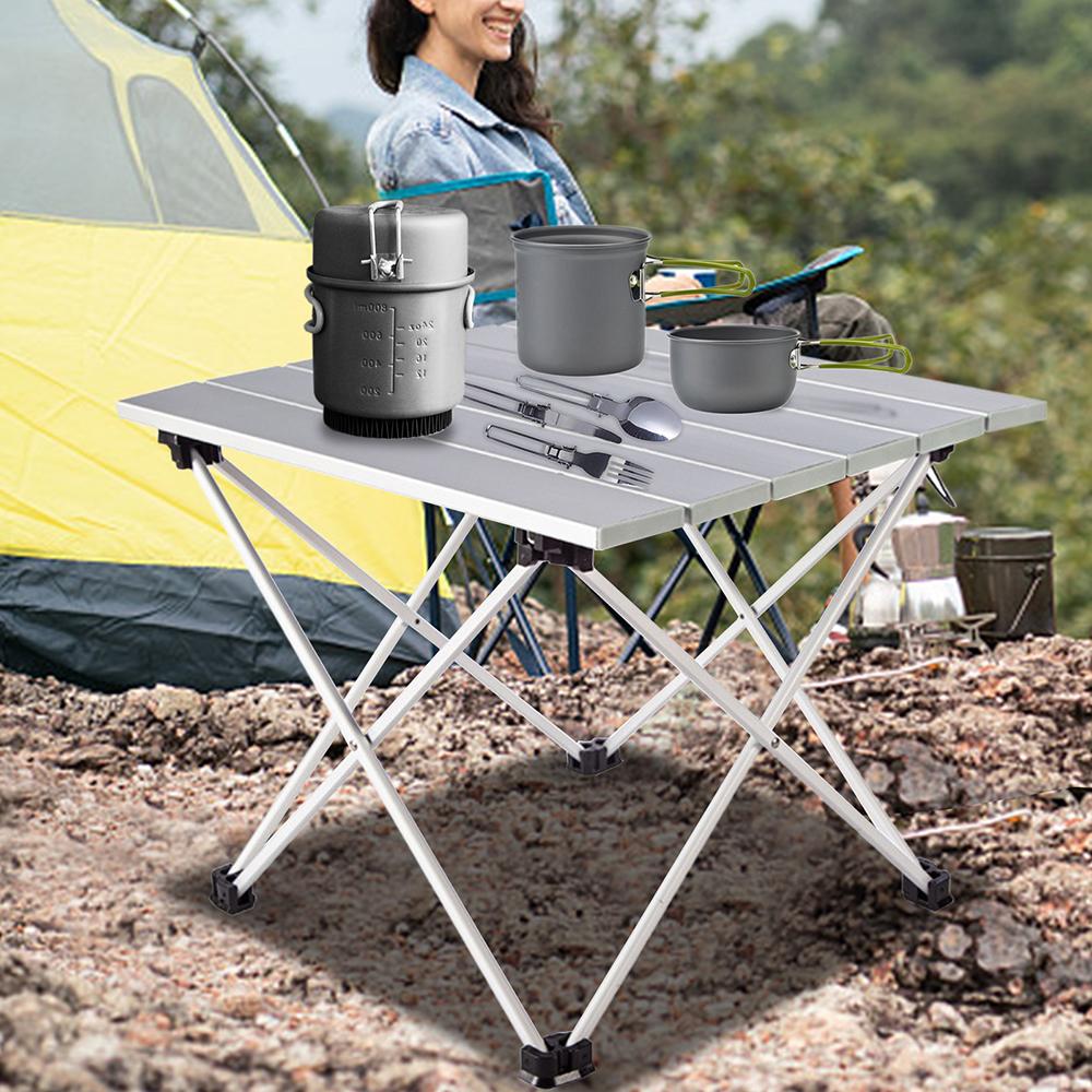 Outdoor Folding Table Lightweight Compact Aluminum Camping Table Desk with Carry Bag for Beach BBQ Picnic Cooking
