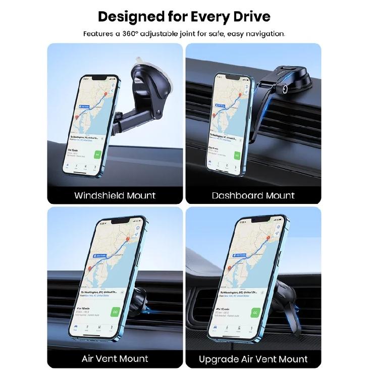 TOPK Super Stable Car Phone Holder, Magnetic Phone Holder Car Dashboard and Air Vent Mount, Compatible with All Smartphones