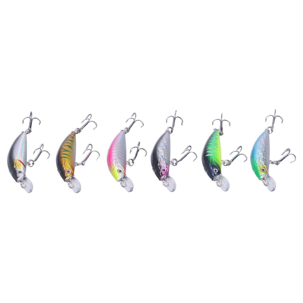 6pcs Fishing Lures Hard Bait Minnow Crank Bait with Double Hook Bass Crankbait Wobblers