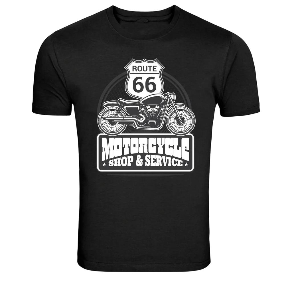 Route 66 Motorcycle Shop Service Vintage Biker Graphic T Shirt