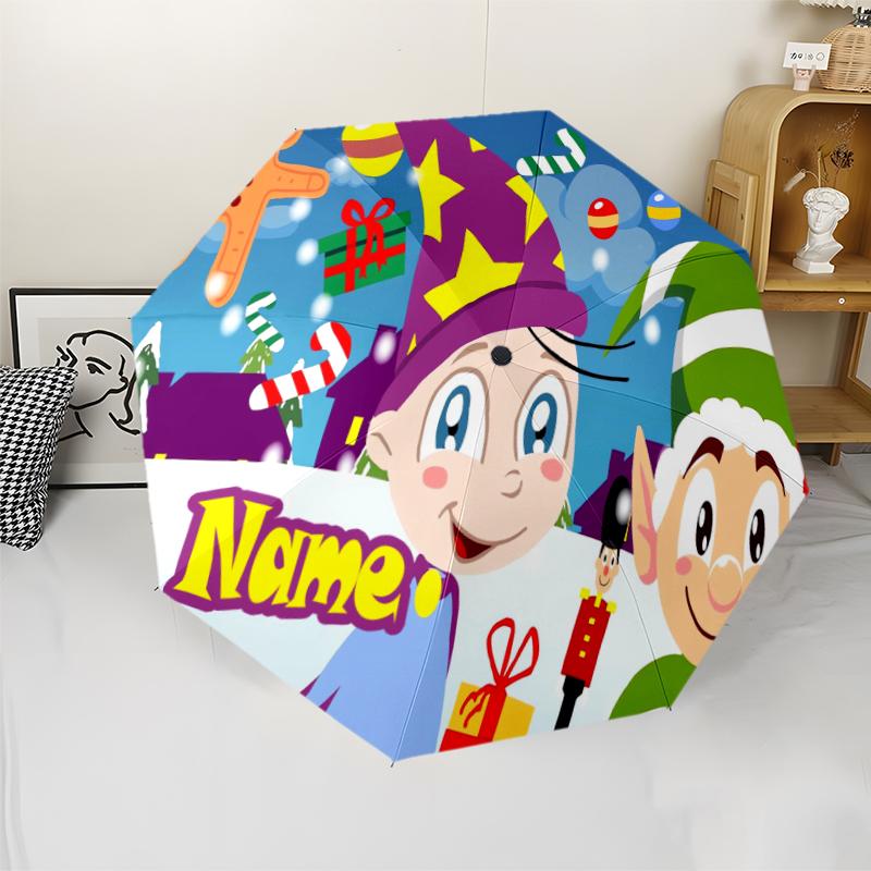 Custom Name Aggu The Little Wizard Theme Automatic Umbrella, Lightweight & Portable, 8 Rib, Perfect for Outdoor Travel, Birthdays, Christmas, Gifts.