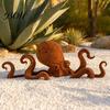 Rust-mottled Octopus Ornament Rust Patina Giant Squid Garden Sculpture, Handmade Metal Statue for Beachfront Villa Decoration Outdoor Lawn, Patio, and