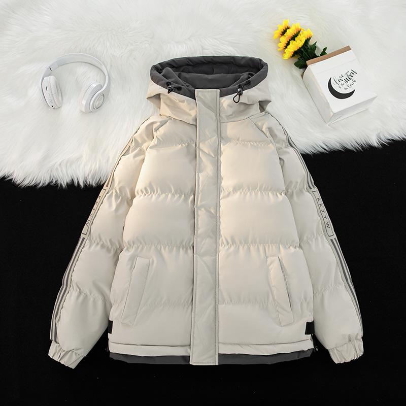 Cotton Clothes Men's New Winter Loose Cotton Jacket Striped Thickened Cotton Clothes Bread Clothes Jacket Men