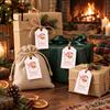 Paper Labels with Twine 50 Pcs Christmas Gift Tags, Merry Thick Santa Claus Tags Jute Rope for Holiday Wrapping, DIY Crafts, New Year Party