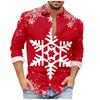 Men'S Christmas Casual Loose Fitting Long Sleeved Printed Shirt