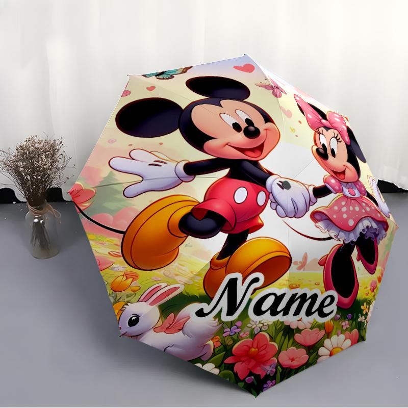Personalized Name M-Mickey Print Umbrella - Automatic Open/Close, Eight-Rib Durable Frame, Automatic Folding Umbrella