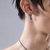Geometric Square Green Zircon Earrings Women Retro Fashion Temperament Hip Hop S Ear Buckle Earrings Tide Jewelry