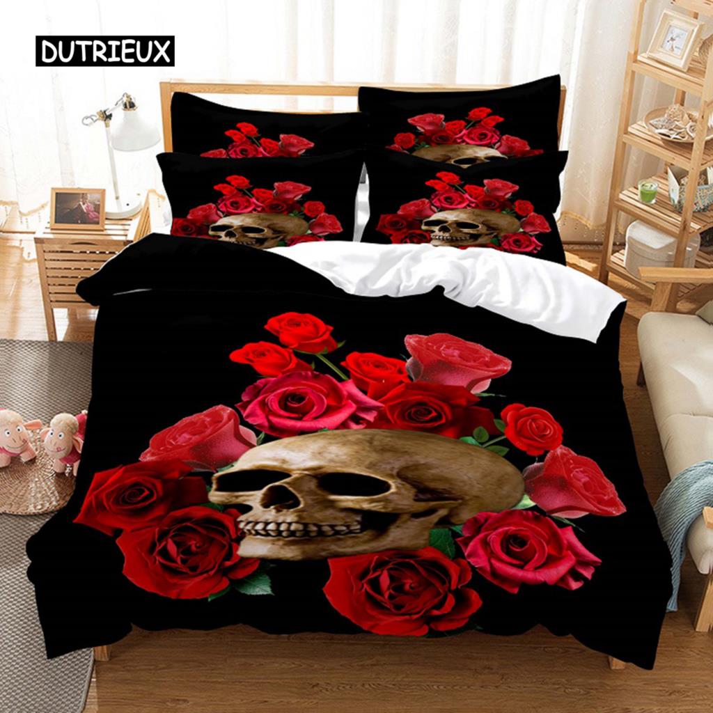 Комплект постельного белья с красной розой, пододеяльник, наволочка, 3D HD, двойной, полный, King Queen, Twin Single, 3/2 шт., полиэстер, пододеяльник