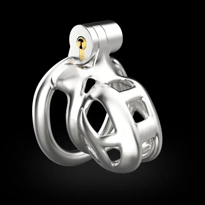 Stainless Steel Male Chastity Cage, Cock Mamba Penis Ring, Chastity Belt, BDSM Erotic Urethral Lock Double-Arc Ring, Sex Toy 18+