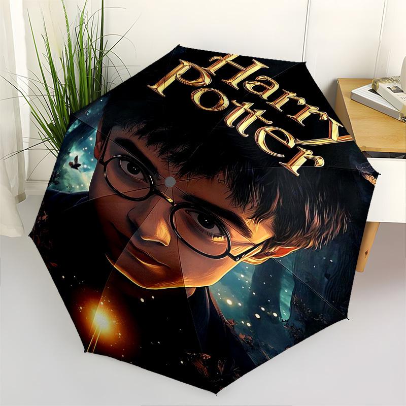 1pc Harry Potter Automatic Folding Umbrella - Compact 8-Rib Design, Durable Plastic & Iron1110L