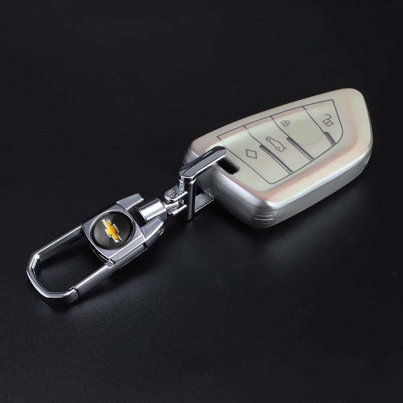 Car Key Cover Accessories Metal Keychain Zinc Alloy Keyring For Chevrolet Cruze Spark Captiva Suburban Camaro Malibu Silverado