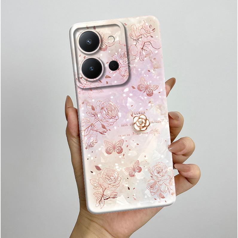 For Vivo Y36 4G Case Pretty Butterfly Flowers Liquid Antifouling Protective Anti-drop Phone Cover For VIVO Y36 Shockproof Funda
