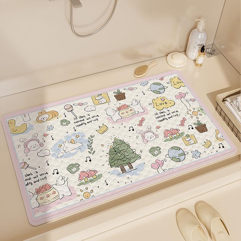 Милый мультяшный противоскользящий коврик для душа для купания детей, противоскользящий коврик с присоской для ванной комнаты, коврик для ног в туалете