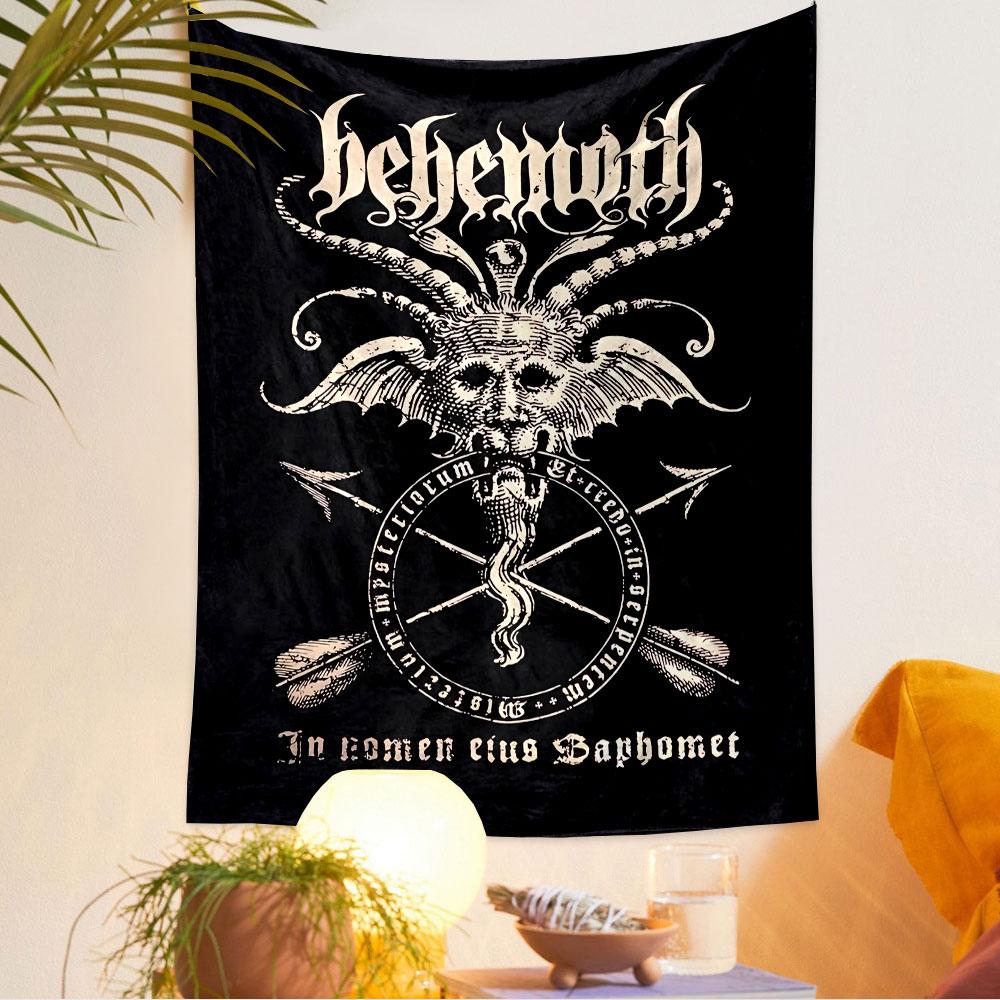 Behemoth Tapestry Wall Hanging, Blackened Metal Band, Wall Decor for Bedroom Living Room Dorm