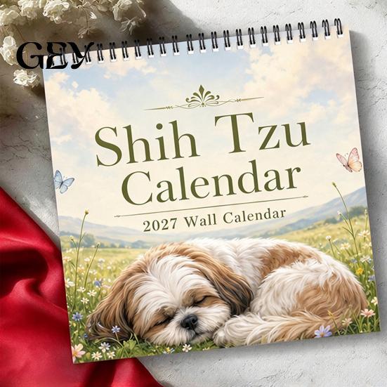 Creative Gift for Dog Lovers Shih Tzus 2027 Wall Calendar, Cute Hanging Planner, 12 Office Planner Monthly Calendar with Spiral Binding Home